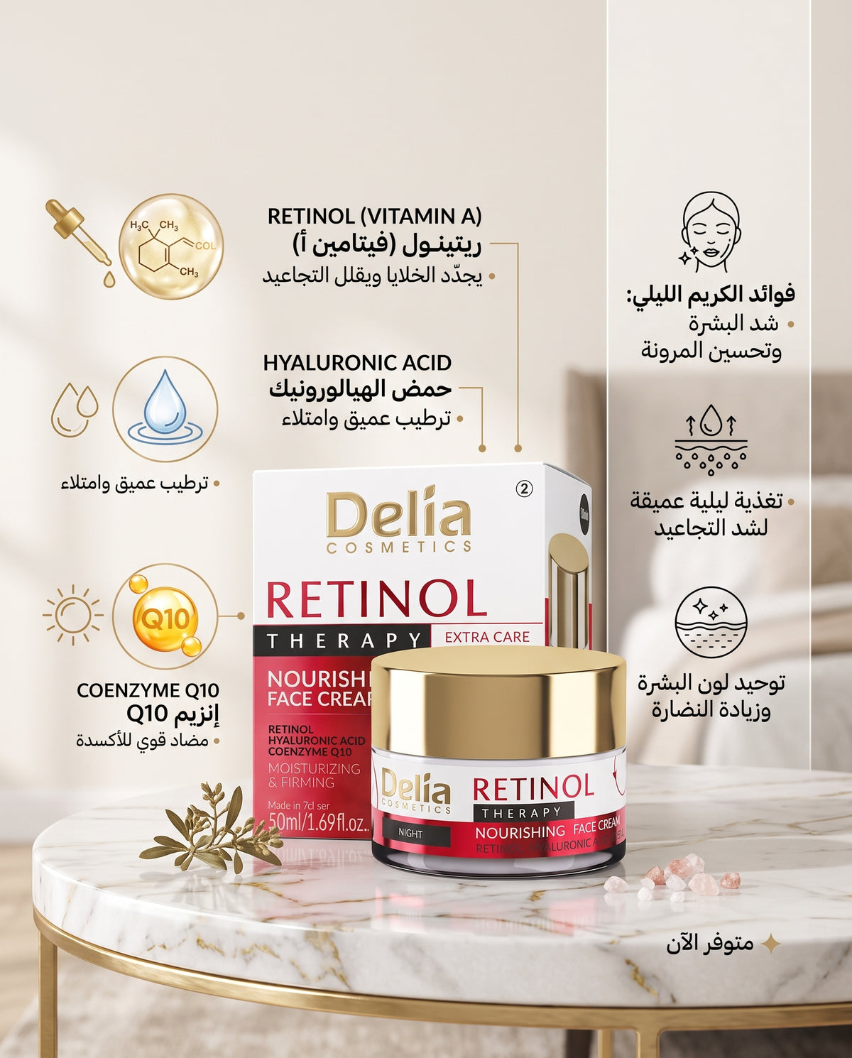 Delia Cosmetics - Retinol Therapy Extra Care Nourishing Night Face Cream
